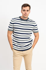 Kısa Kol Çizgili Triko Tişört