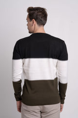 Bisiklet Yaka Üç Renkli Erkek Triko Kazak