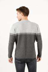 Bisiklet Yaka İki Renkli Erkek Triko Kazak