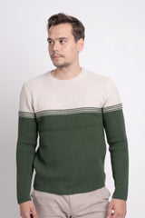 Bisiklet Yaka İki Renkli Erkek Triko Kazak