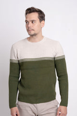 Bisiklet Yaka İki Renkli Erkek Triko Kazak