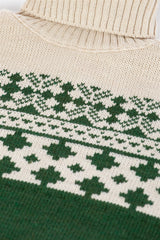 Balıkçı Yaka Jakar Desenli Erkek Triko Kazak