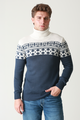 Balıkçı Yaka Jakar Desenli Erkek Triko Kazak