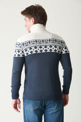 Balıkçı Yaka Jakar Desenli Erkek Triko Kazak