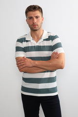 %100 Pamuk Polo Yaka Çizgili Tişört
