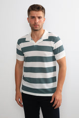 %100 Pamuk Polo Yaka Çizgili Tişört