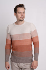 Bisiklet Yaka Renk Bloklu Erkek Triko Kazak