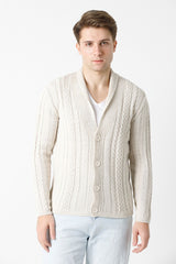 Şal Yaka Saç Örgülü Erkek Triko Hırka