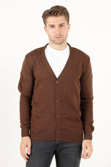 V Yaka Basic Erkek Triko Hırka