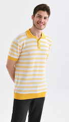 Polo Yaka Çizgili Triko Tişört