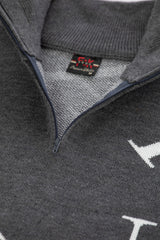 Fermuarlı Dik Yaka Harf Detaylı Erkek Triko Kazak