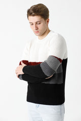 Bisiklet Yaka Manzara Desenli Erkek Triko Kazak