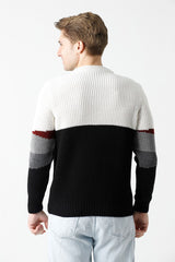 Bisiklet Yaka Manzara Desenli Erkek Triko Kazak