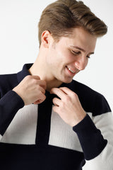 Polo Yaka Çizgili Erkek Triko Kazak