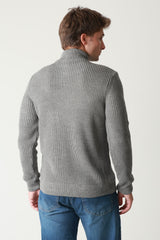 Fermuarlı Dik Yaka Selanik Örgü Erkek Triko Kazak