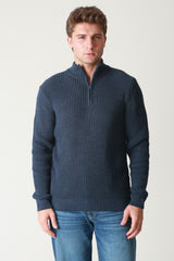 Fermuarlı Dik Yaka Selanik Örgü Erkek Triko Kazak