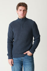 Fermuarlı Dik Yaka Selanik Örgü Erkek Triko Kazak