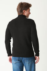 Fermuarlı Dik Yaka Selanik Örgü Erkek Triko Kazak