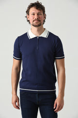 Polo Yaka İki Renkli Erkek Triko Tişört