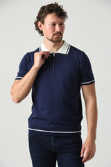 Polo Yaka İki Renkli Erkek Triko Tişört