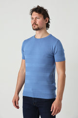 Çizgili Tek Renk Triko Tişört