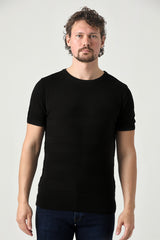 Çizgili Tek Renk Triko Tişört