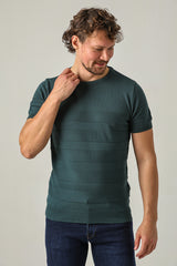 Çizgili Tek Renk Triko Tişört