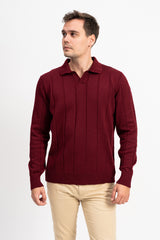 İnce Dokuma Polo Yaka Erkek Triko Kazak