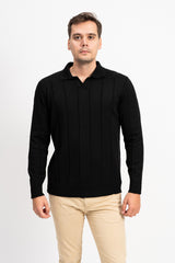 İnce Dokuma Polo Yaka Erkek Triko Kazak