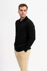 İnce Dokuma Polo Yaka Erkek Triko Kazak