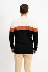 Renk Bloklu Fermuarlı Erkek Triko Hırka