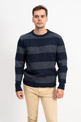 Bisiklet Yaka İki Renkli Erkek Triko Kazak