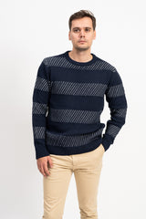 Bisiklet Yaka İki Renkli Erkek Triko Kazak