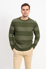 Bisiklet Yaka İki Renkli Erkek Triko Kazak