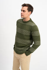 Bisiklet Yaka İki Renkli Erkek Triko Kazak