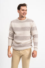 Bisiklet Yaka İki Renkli Erkek Triko Kazak