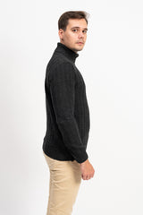 Dikine Örgü Detaylı Balıkçı Yaka Erkek Triko Kazak