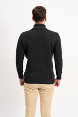 Dikine Örgü Detaylı Balıkçı Yaka Erkek Triko Kazak