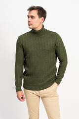 Dikine Örgü Detaylı Balıkçı Yaka Erkek Triko Kazak