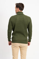 Dikine Örgü Detaylı Balıkçı Yaka Erkek Triko Kazak