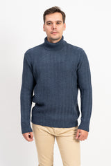 Dikine Örgü Detaylı Balıkçı Yaka Erkek Triko Kazak