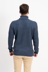 Dikine Örgü Detaylı Balıkçı Yaka Erkek Triko Kazak