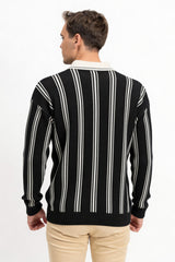 Polo Yaka Çizgili Erkek Triko Kazak