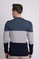 Bisiklet Yaka Üç Renkli Erkek Triko Kazak