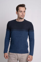 Bisiklet Yaka İki Renkli Erkek Triko Kazak