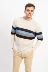 Bisiklet Yaka Çizgili Erkek Triko Kazak