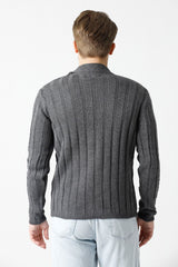 Şal Yaka Saç Örgülü Erkek Triko Hırka