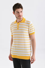 Polo Yaka Çizgili Triko Tişört