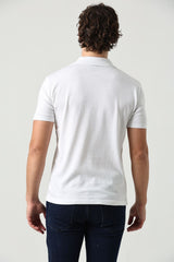 77100 Polo Yaka Beyaz Triko Tişört