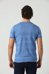 Çizgili Tek Renk Triko Tişört